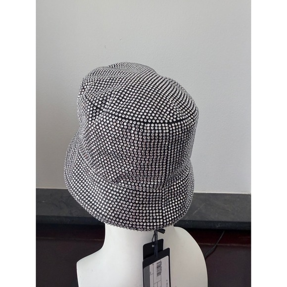 Prada‎ Crystal Re-Nylon Bucket Hat Silver Black 1HC137 2CLA F0T70 Size S NEW main image 6